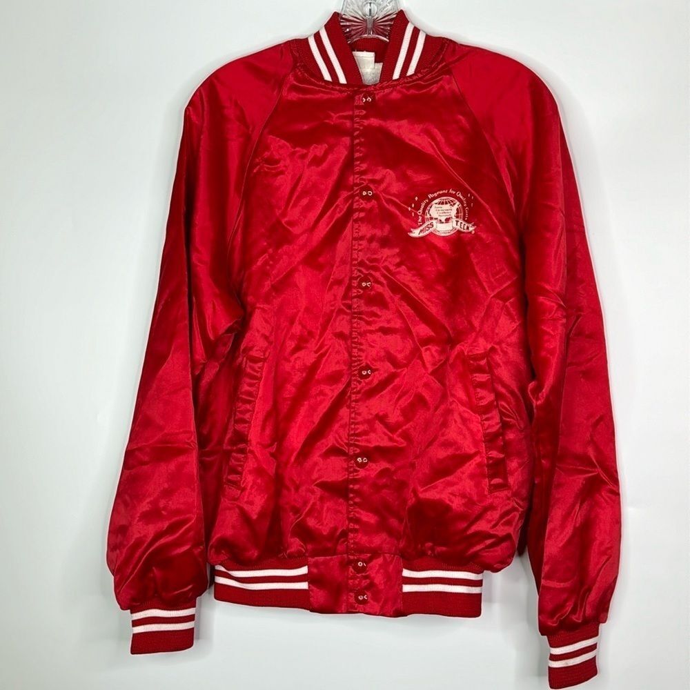 Vintage Miss Teen Pageant Red Satin Button Jacket Size S/M